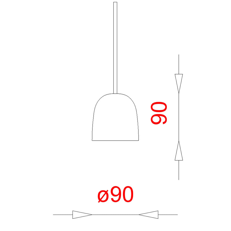 Super 90 Pendel opal glas - Sort Ledning