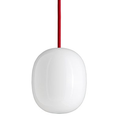 Superæg 150 Pendel Opal Glas - Rød Ledning