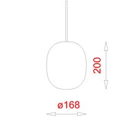 Superæg 200 Pendel Opal Glas - Rød Ledning