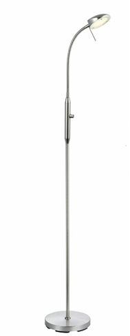 Vegas Gulvlampe LED Børstet Stål 1 arm - Halo Design