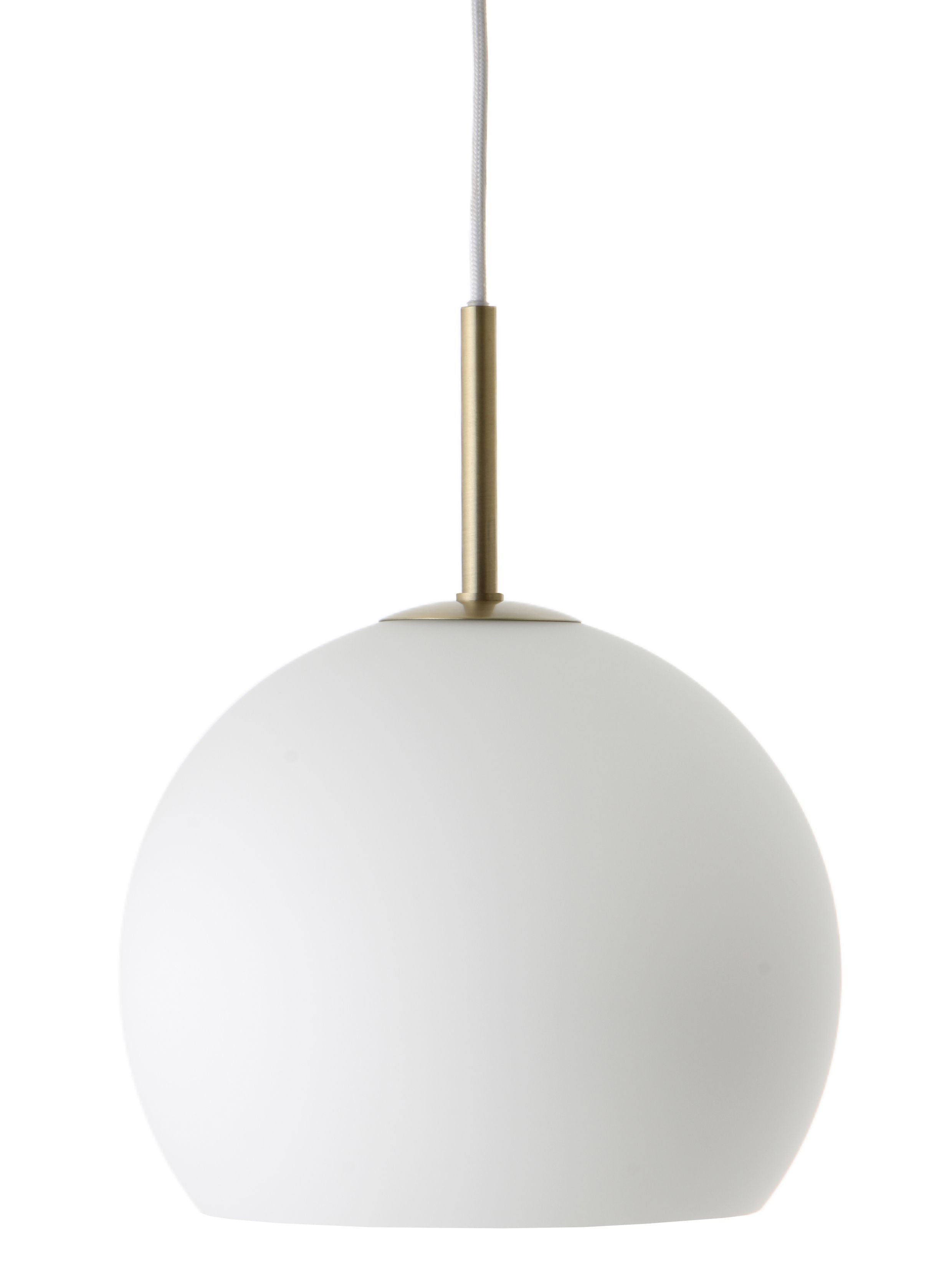 Frandsen - Ball Glas Pendel Ø25, Opal Matt Hvid m. Antik Messing Top