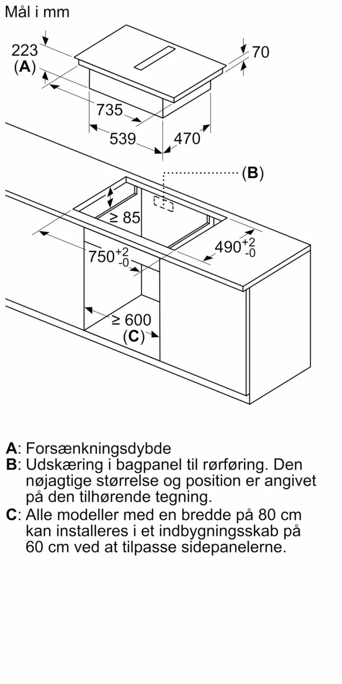 Siemens ED851HQ26M Induktionskogeplade med emhætte