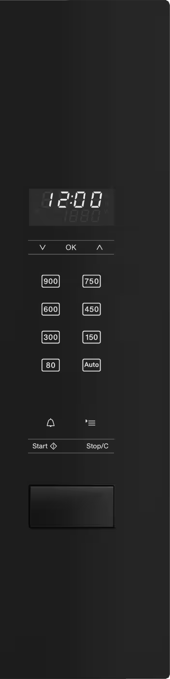 Miele M 2240 SC obsidiansort mikrobølgeovn kontrolpanel