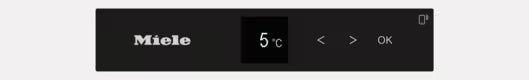 Zoomet ind på temperatur skærmen på Miele K 7738 D integreret køleskab