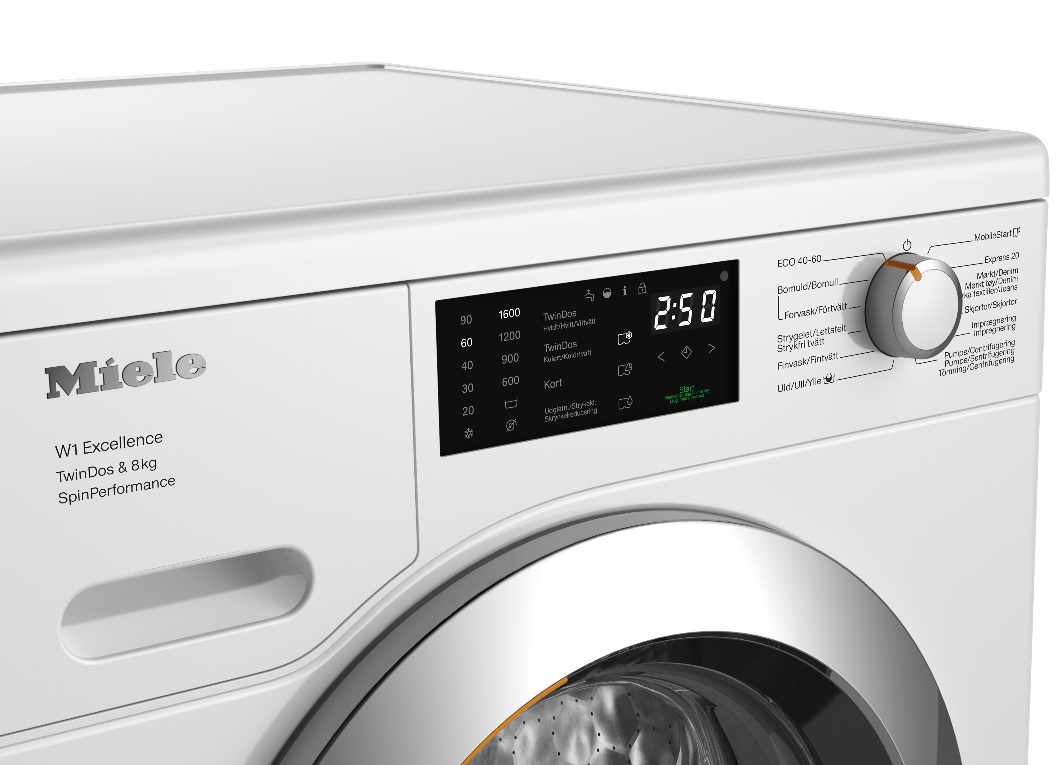 Miele WEF664 giver dig et godt overblik med dets interface - TwinDos-funktion med et fingerstrøg