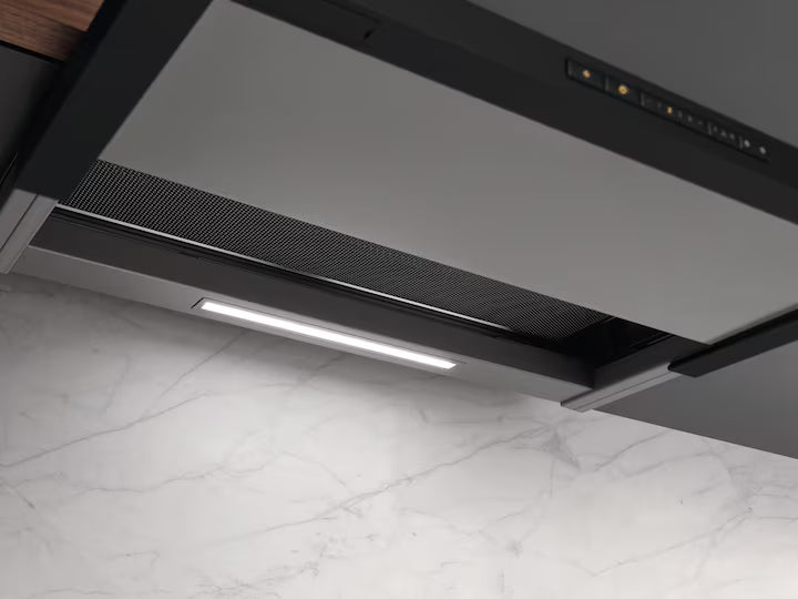 Miele DAS 4620 matsort skabsintegreret emhætte set nedefra
