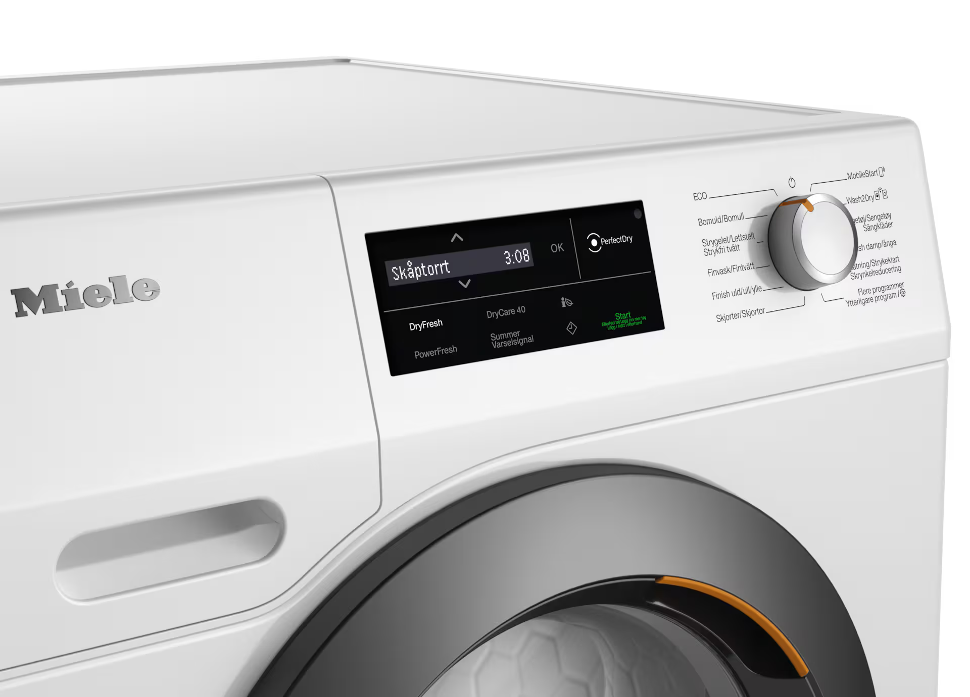 Miele TCL690WP 125 Gala Edition Lotushvid Kondenstørretumbler kontrolpanel