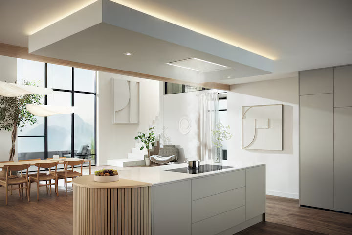 Miele DAC 4940 Stella Ambient Mathvid loftsintegreret emhætte i hvid kogeø