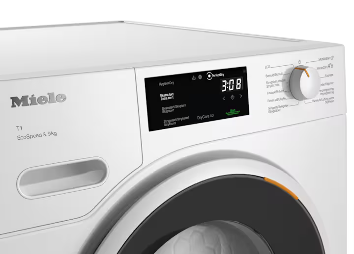 Kontrolpanelet fra Miele TWD640WP tørretumbler med varmepumpe – 9 kg