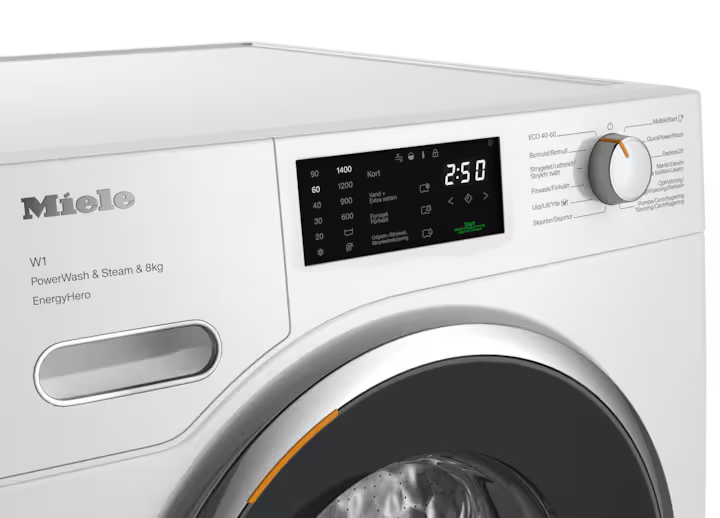 Miele WWE380WCS 8kg vaskemaskine kontrolpanel