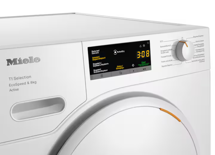 Kontroletpanelet fra Miele TSA523WP 8kg Active tørretumbler med varmepumpe