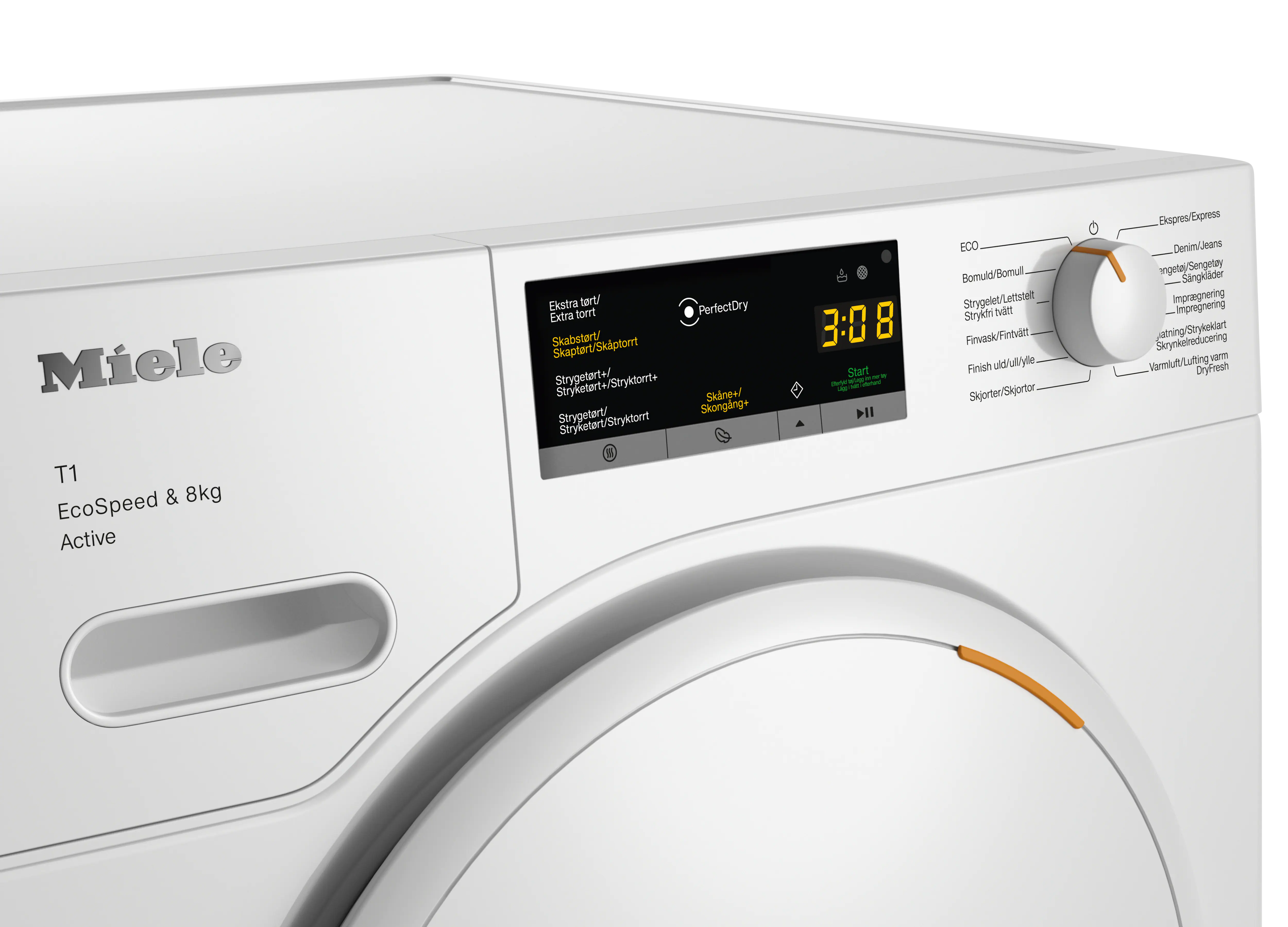 Miele TWA520WP 8kg Active kondenstørretumbler m. varmepumpe kontrolpanel