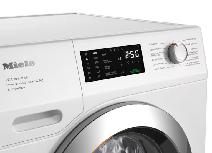 Miele WEE395WCS 8kg vaskemaskine kontrolpanel