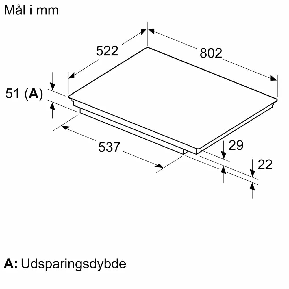 mål på Siemens ED851HWB1M Extraklasse Induktionskogeplade