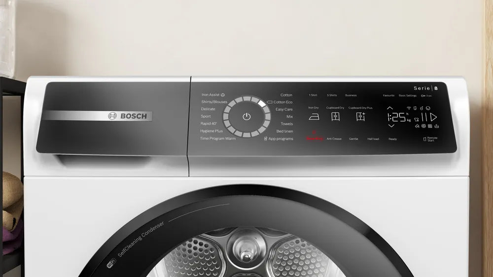 Bosch WQB245ALSN 9kg Varmepumpetørretumbler kontrolpanel