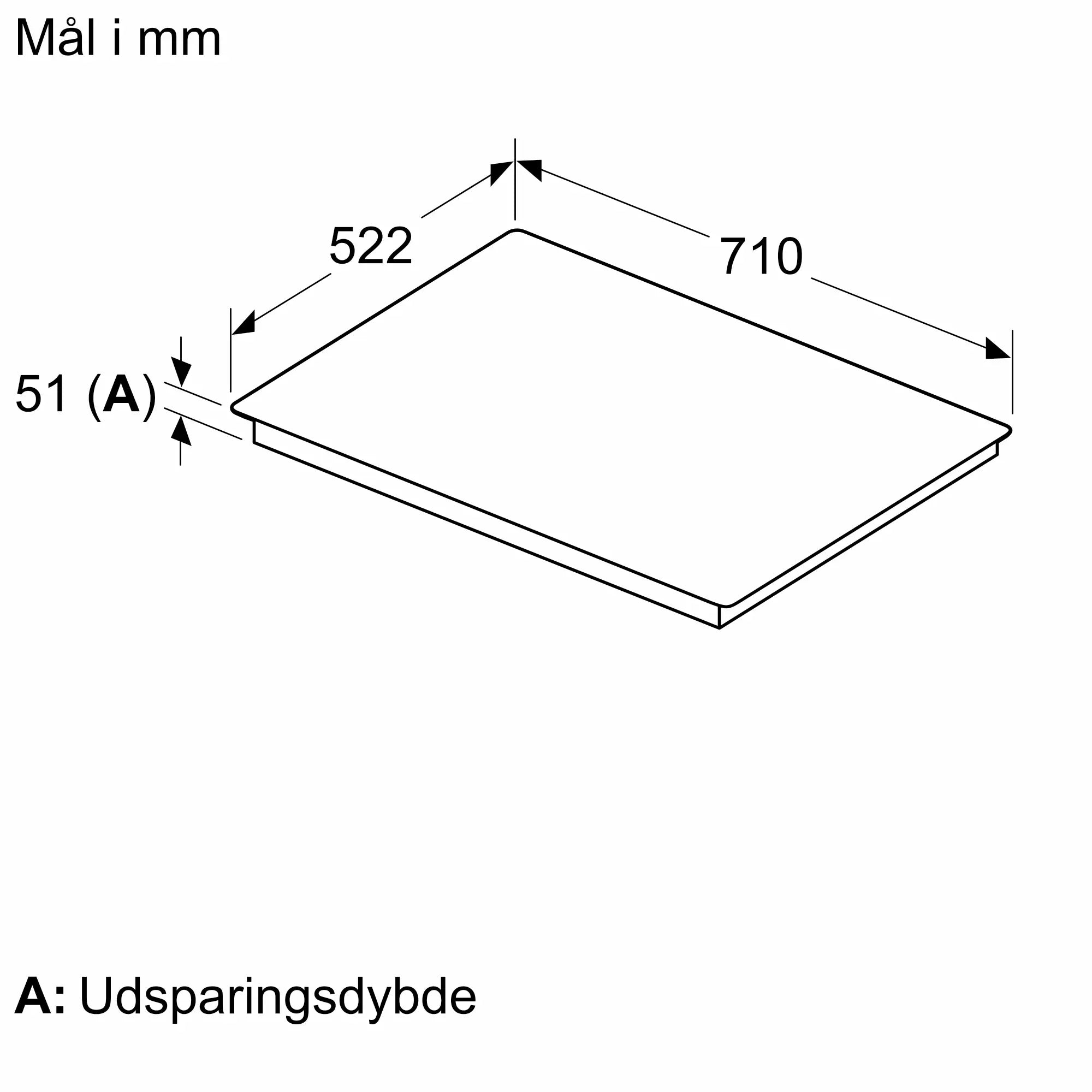 Siemens ED751HSC1E Induktionskogeplade udsparingsdybde