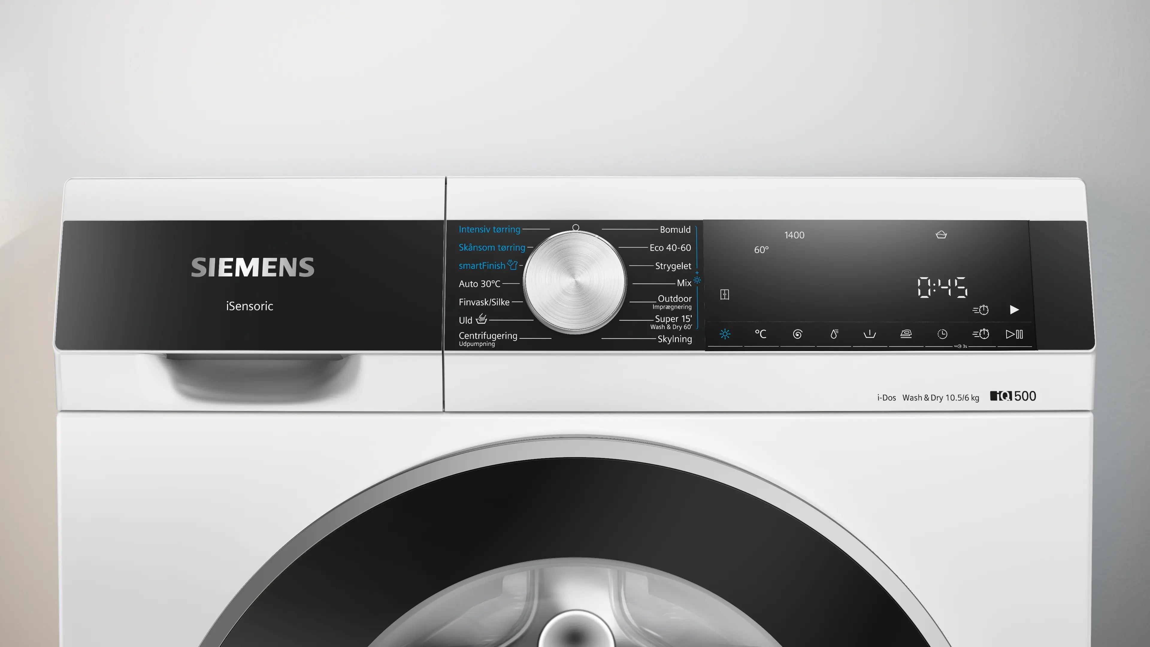 Kontrolpanelet på Siemens WN54G2A0DN iQ500 vaske-tørremaskine