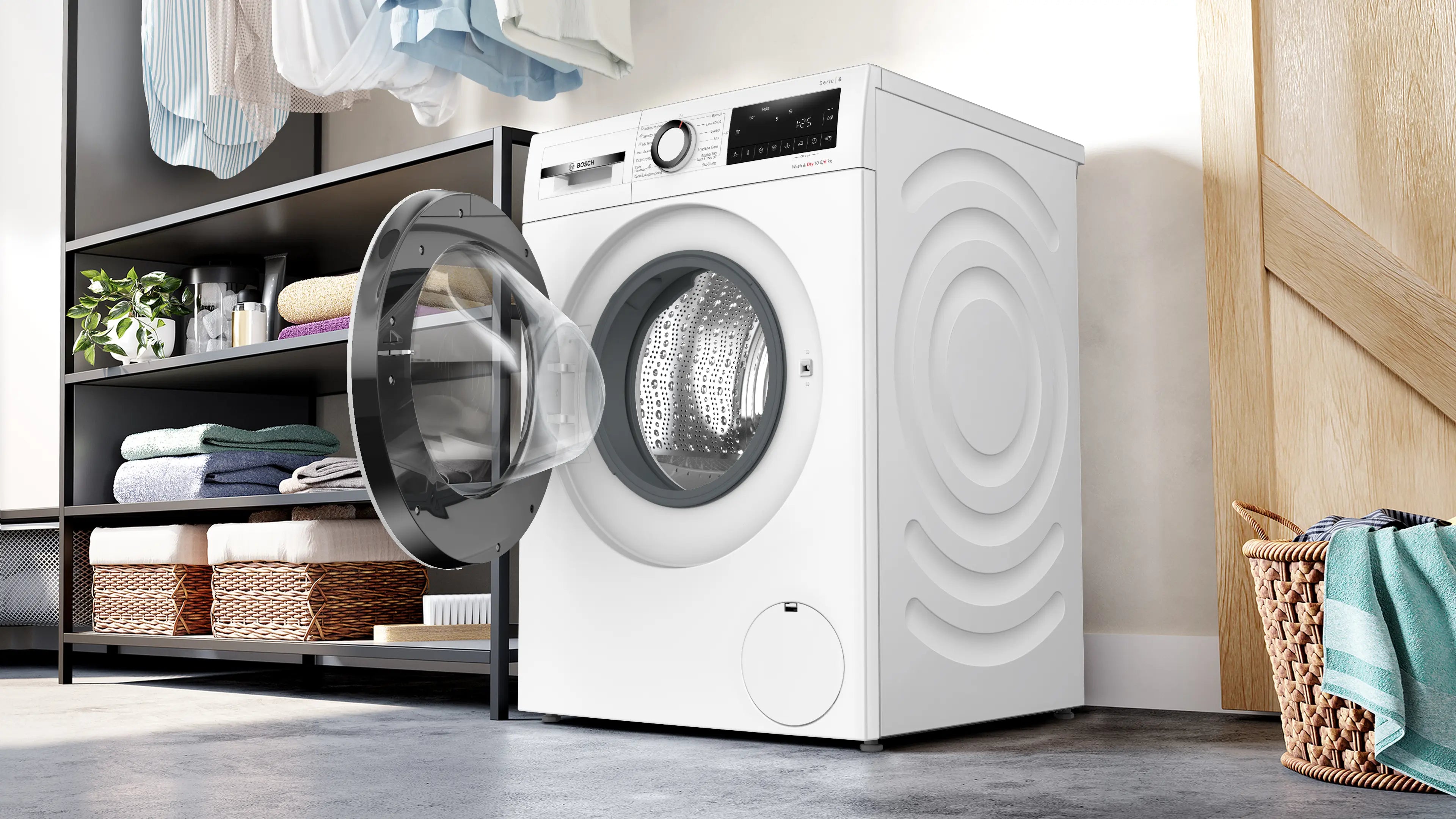 Bosch WNG2540LSN Serie 6 placeret i vaskerummet