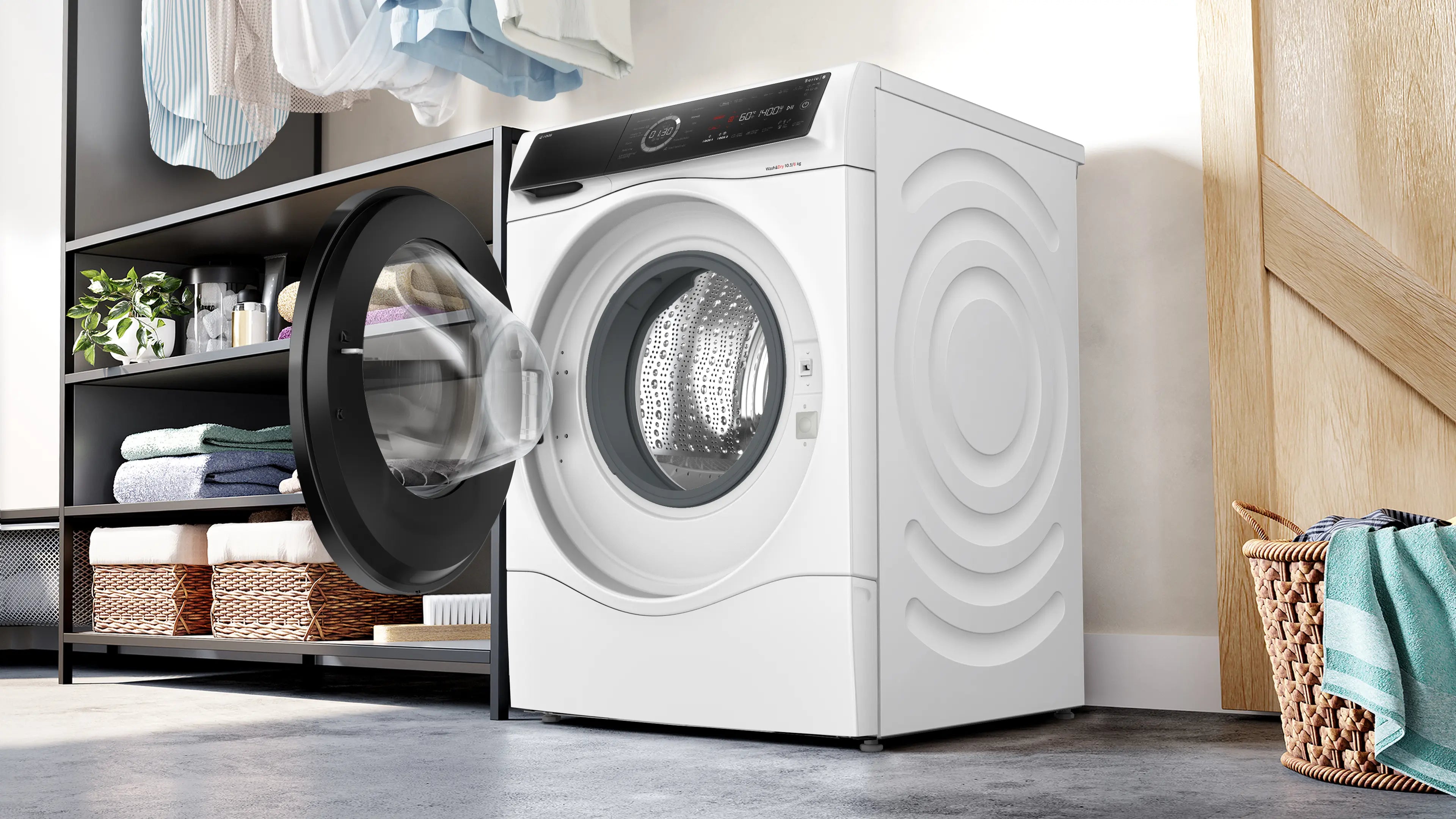 Bosch WNC254A0SN placeret i vaskerummet