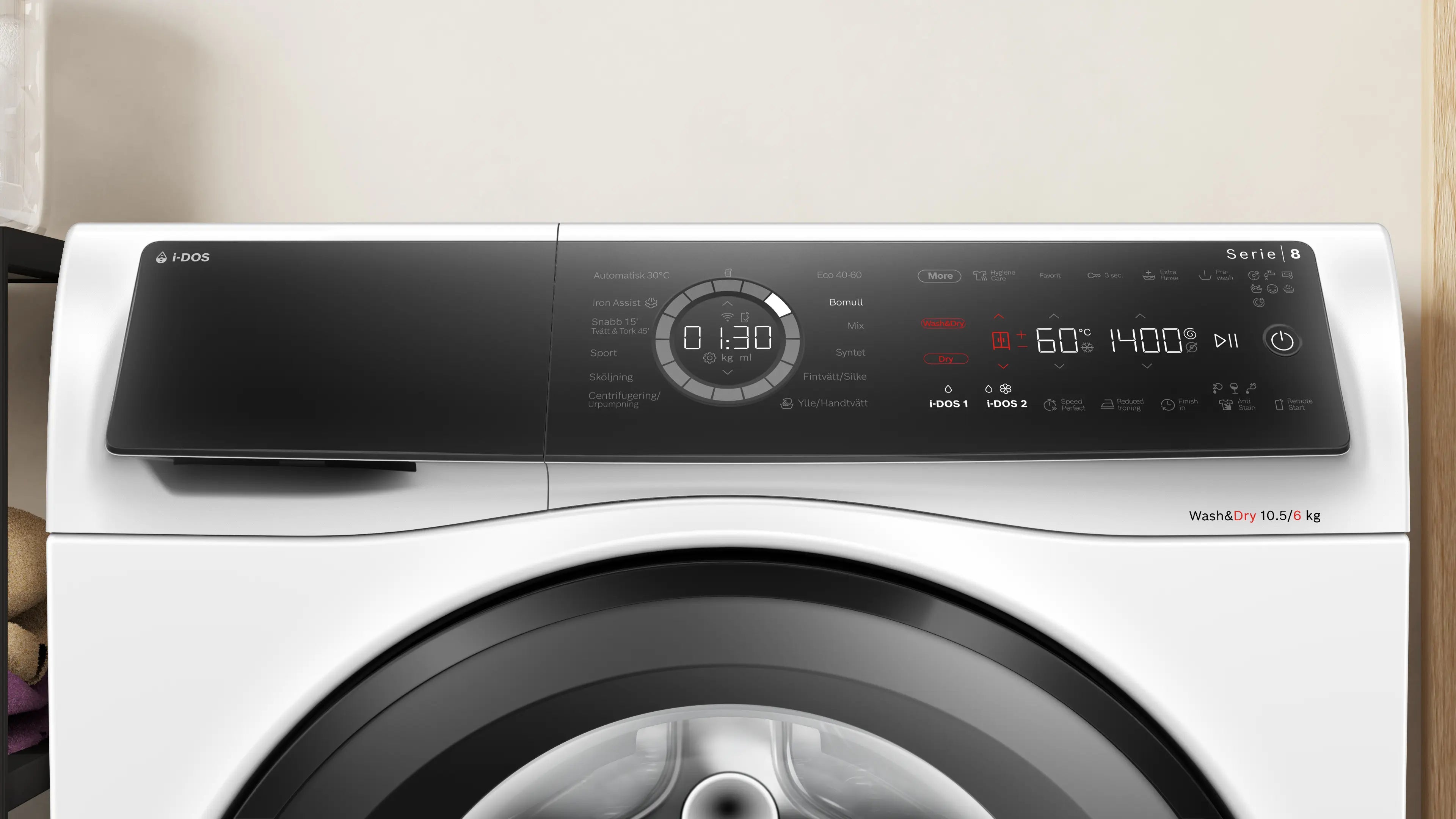 Kontrolpanelet på Bosch WNC254A0SN