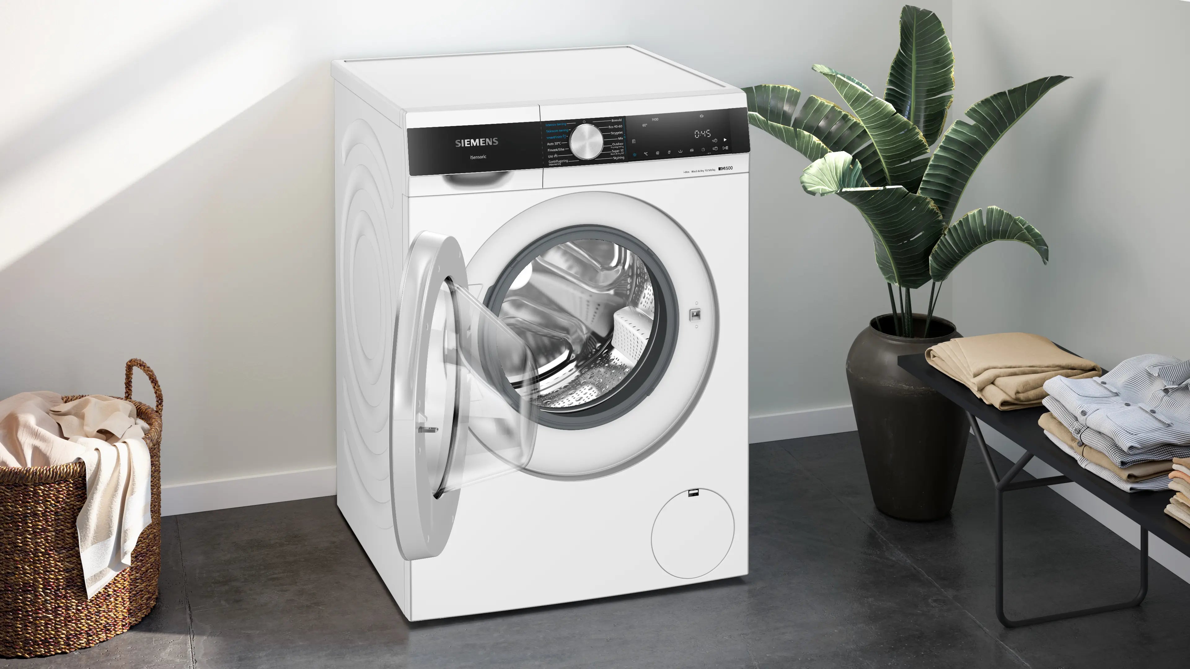 Siemens WN54G2AEDN iQ500 vaske-tørremaskine placeret i bryggers