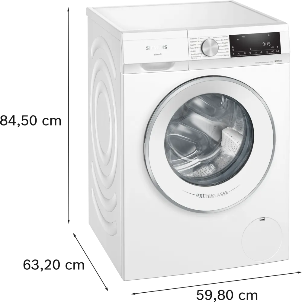Mål på Siemens WG54G2F2DN 10kg Hvid Frontbetjent Vaskemaskine