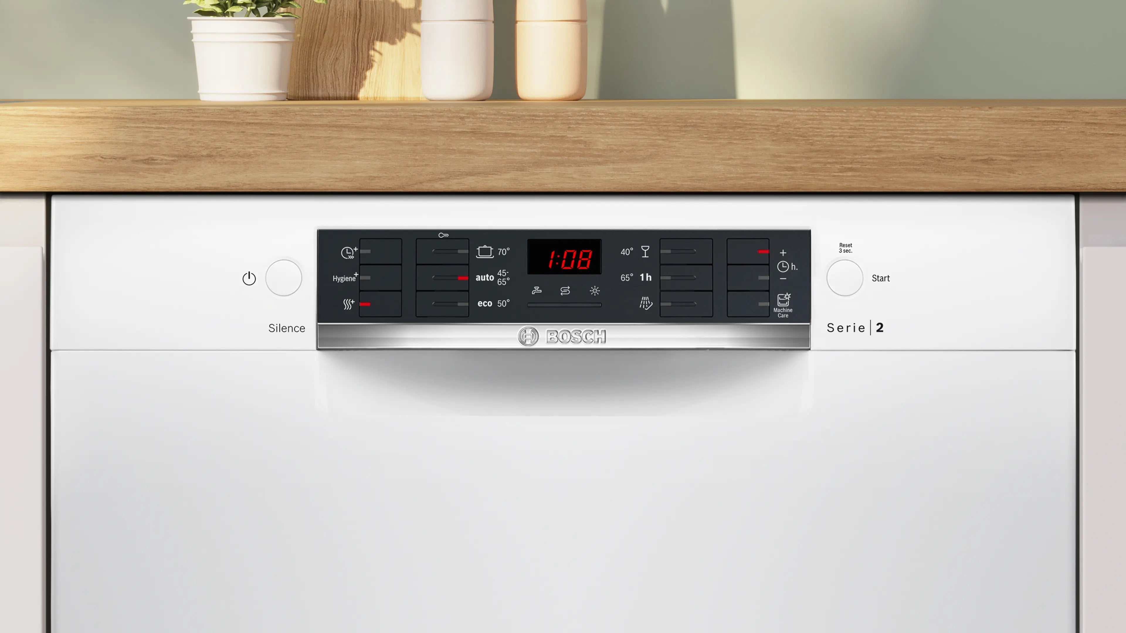 Kontrolpanelet på Bosch SMU26AW11S opvaskemaskine til integrering