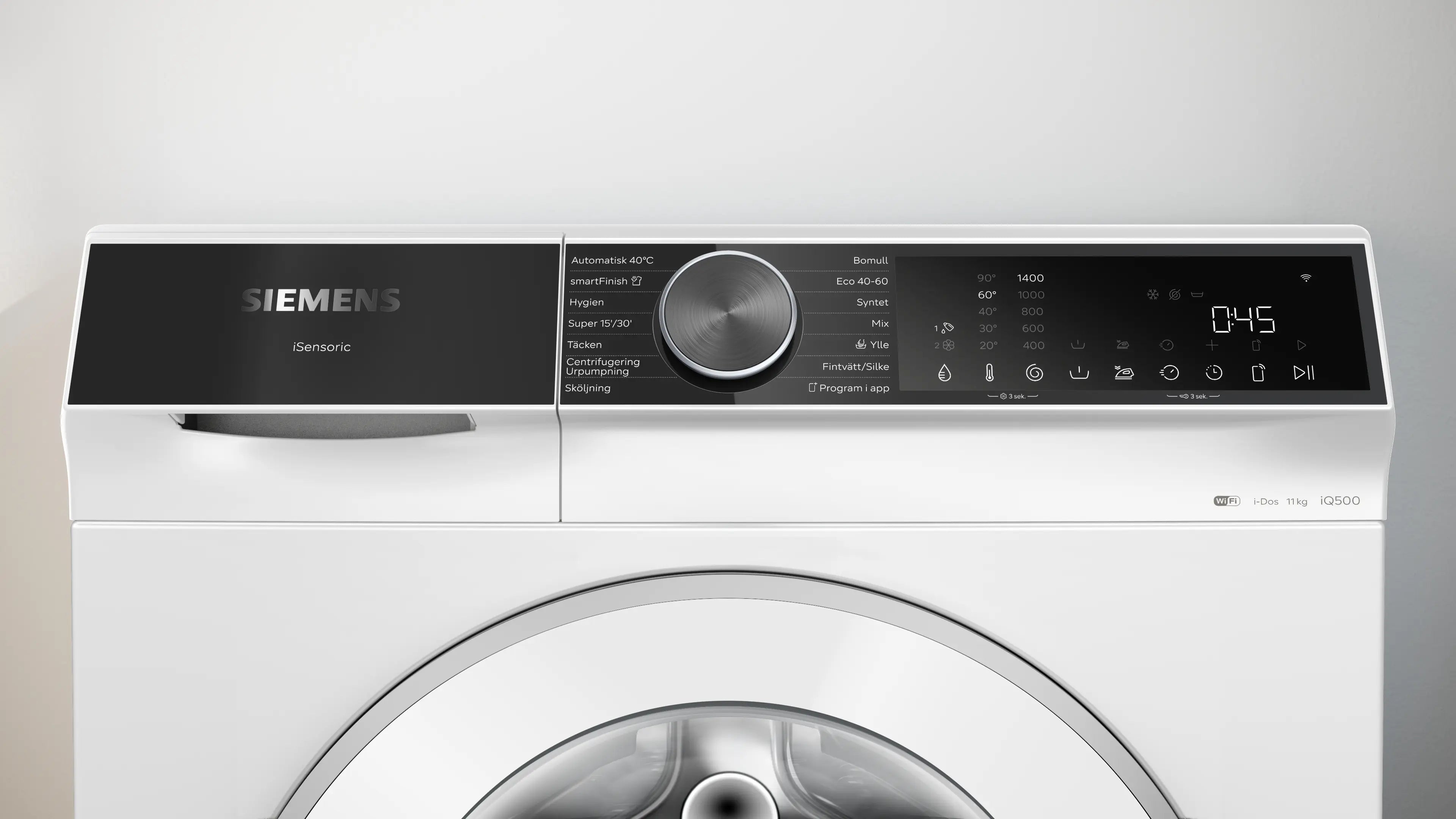 Kontrolpanelet fra Siemens extraKlasse WG64K2FESN