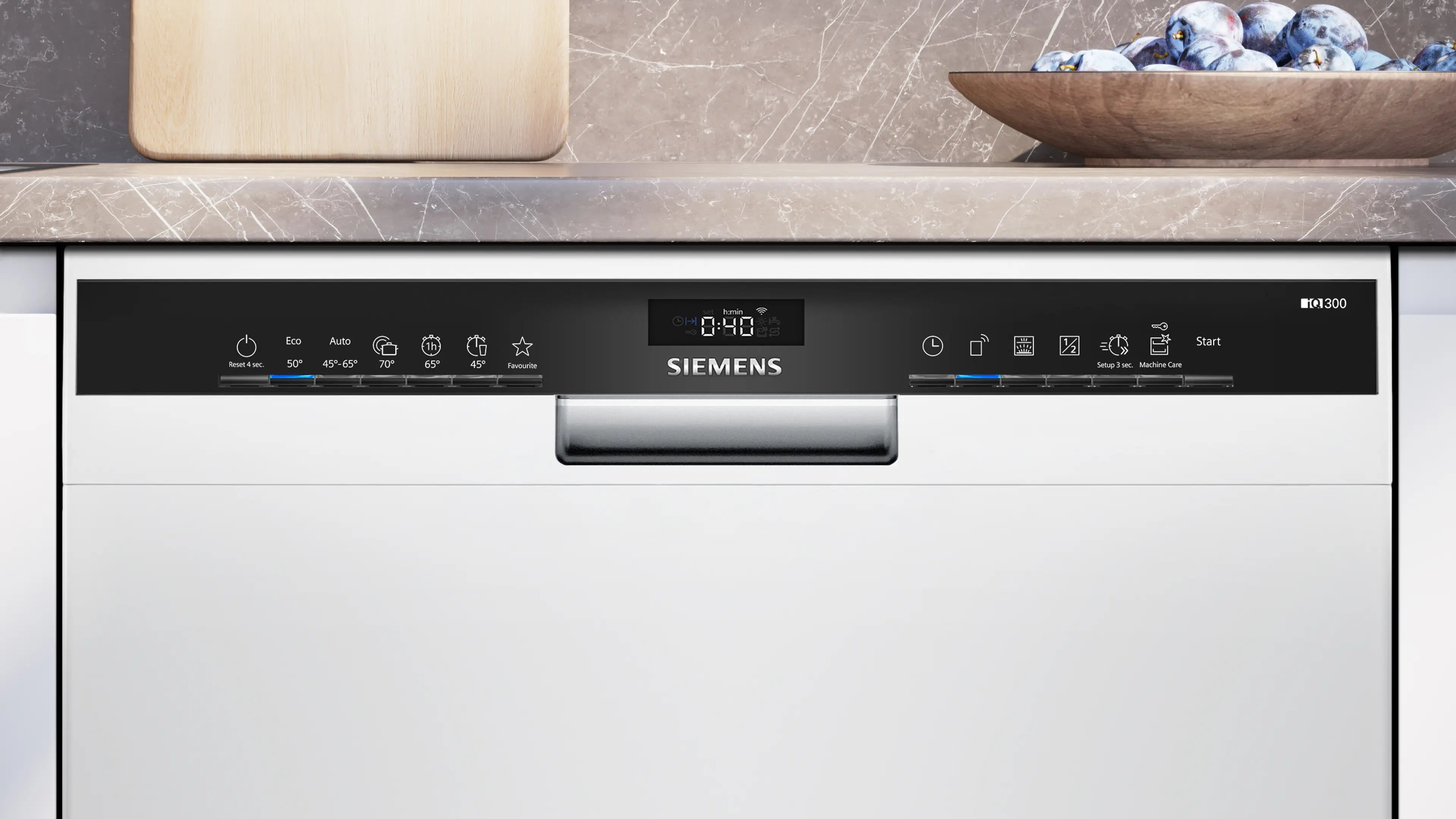 Kontrolpanelet på Siemens SN43HW03TE iQ300 opvaskemaskine