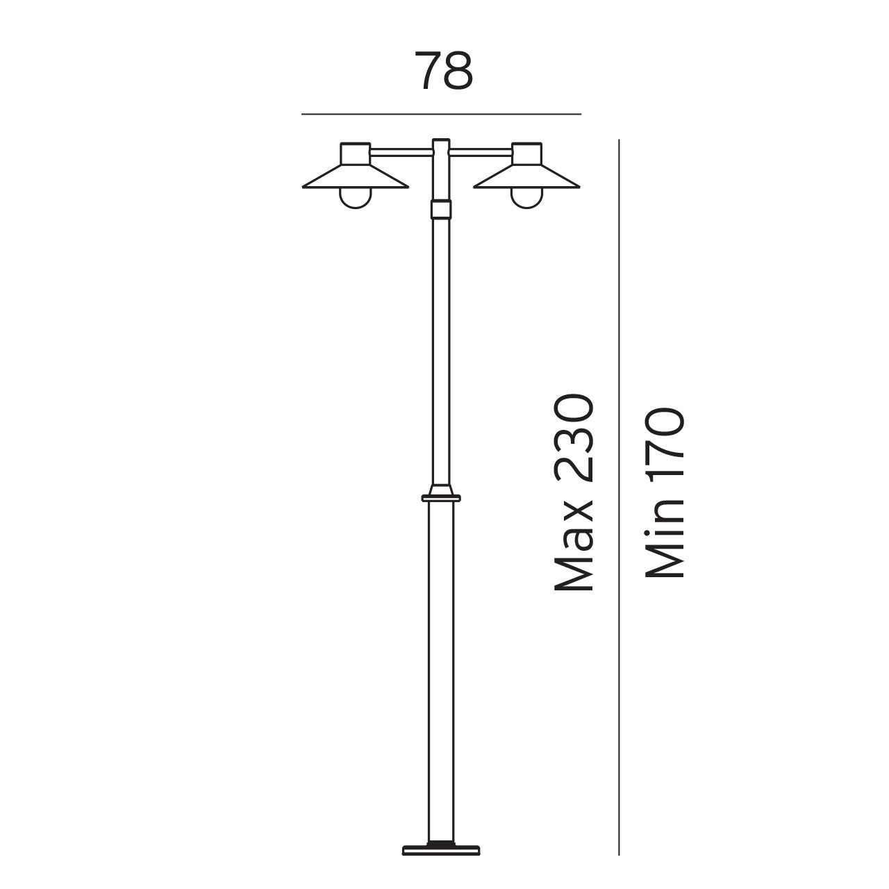 Norlys Lund Stolpe Sort, E27 IP55 2 x 57w - Udendørslampe