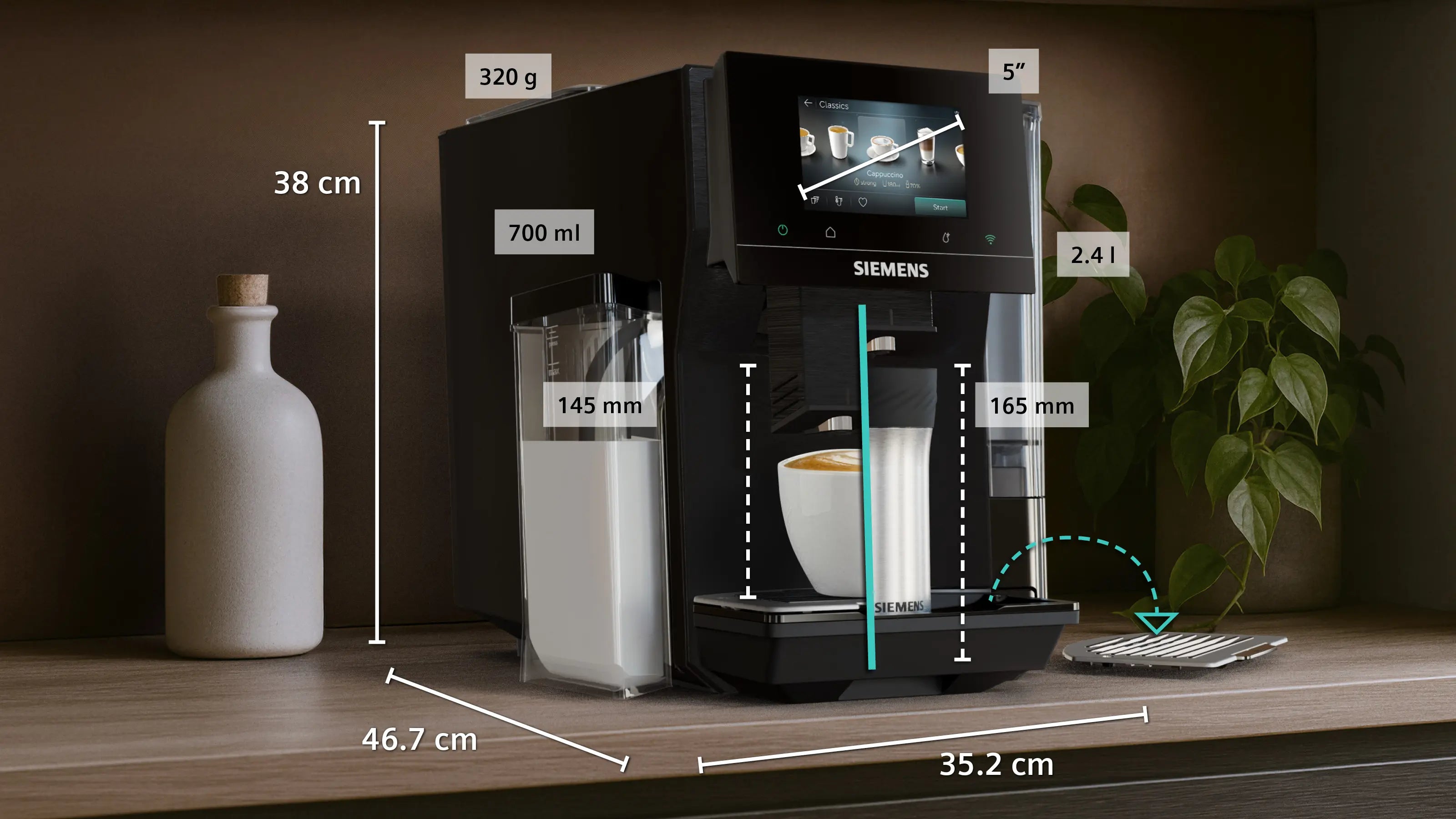 Mål på Siemens TQ727EF5 Espressomaskine
