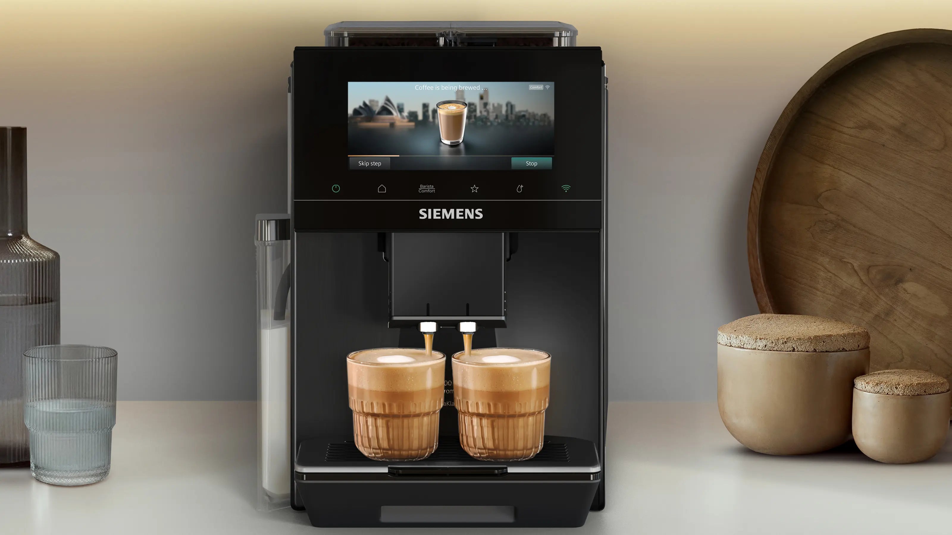 Siemens TQ927EF5 Espressomaskine er i stand til at brygge to kopper på samme tid