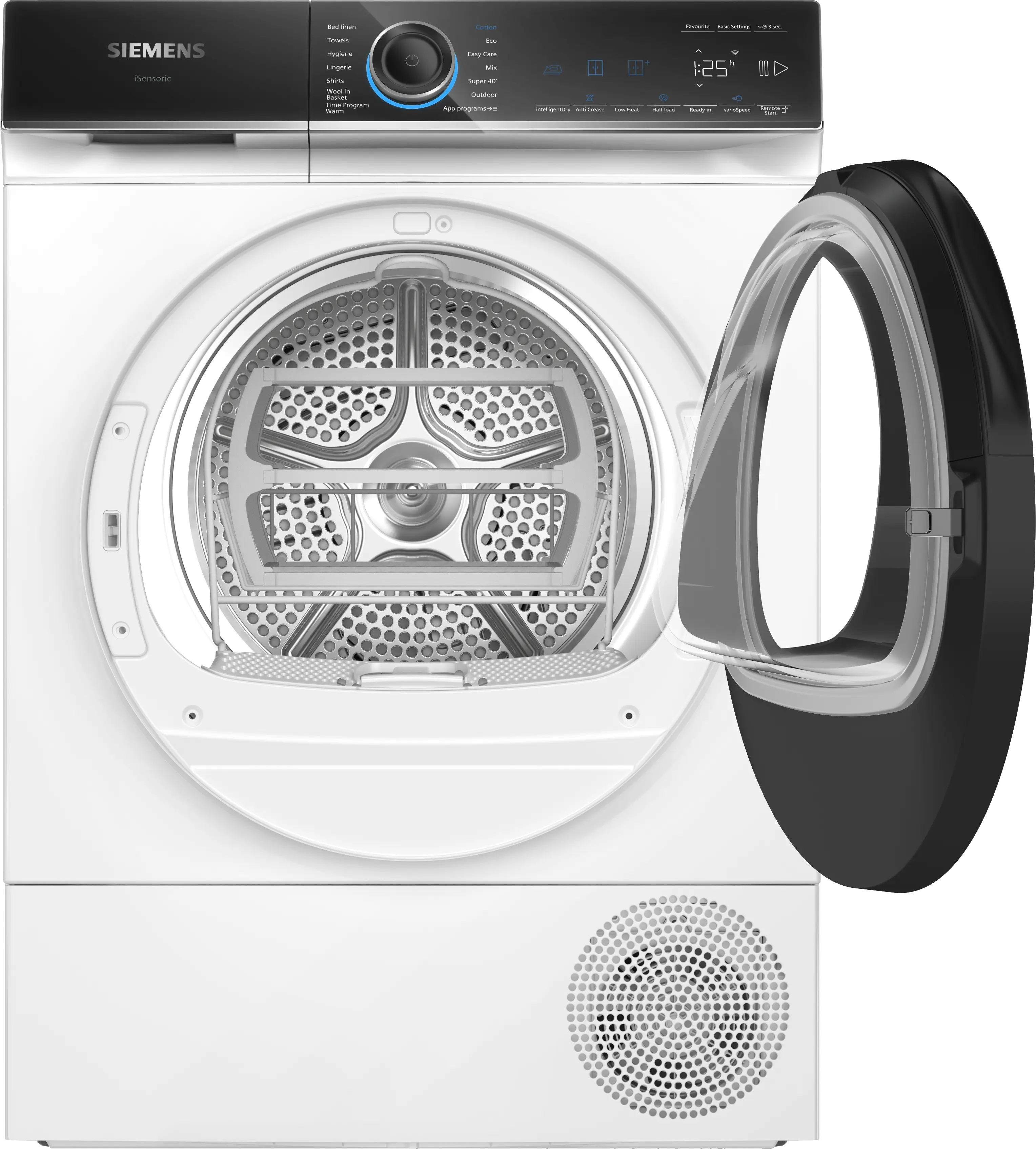 Zoomet ind på tumbleren af Siemens WQ46B2DPDN tørretumbler med varmepumpe – 9 kg