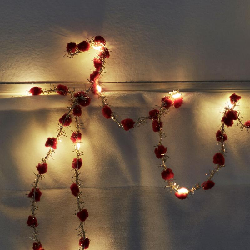 Ina Lyskæde 20 LED 2m Rød/Guld