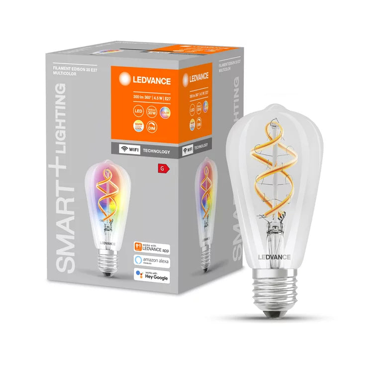Ledvance SMART+ WiFi Filament Edison RGBW klar pære - E27 3.5W