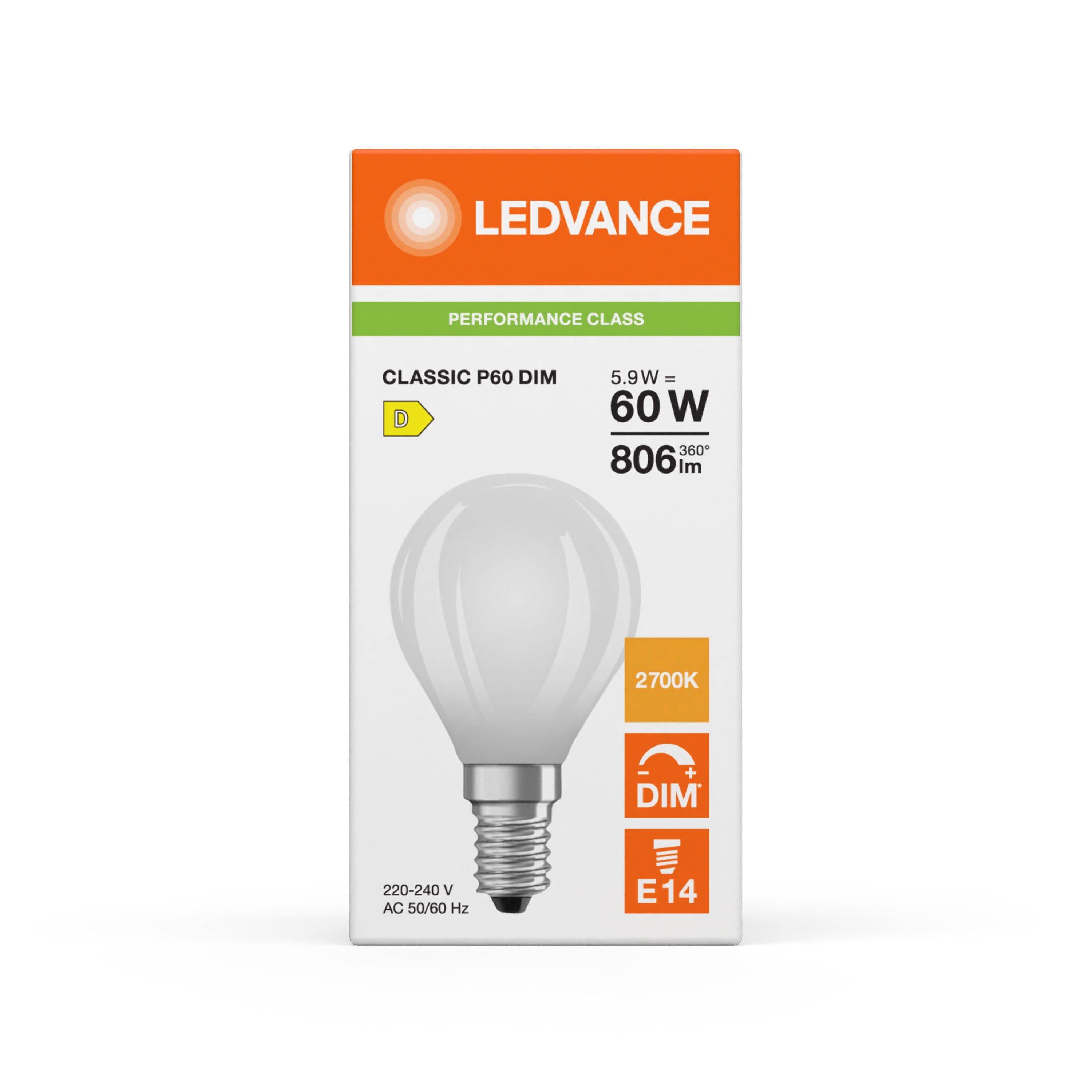 Ledvance LED Krone 5,9W 806lm 827 E14 Dæmpbar