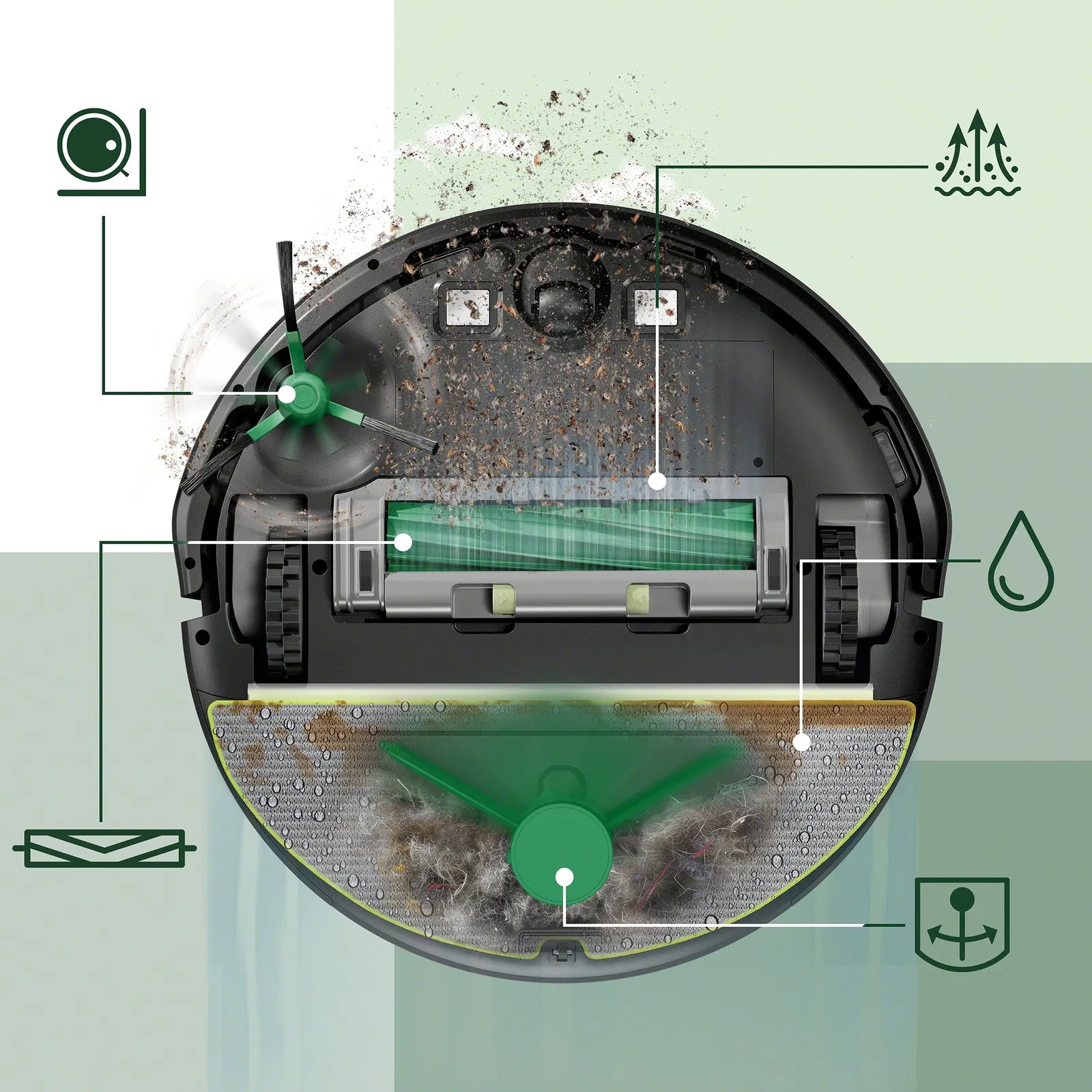 iRobot Roomba Combo 205 AutoCompact Robotic Vacuum Cleaner sort robotstøvsuger effekter
