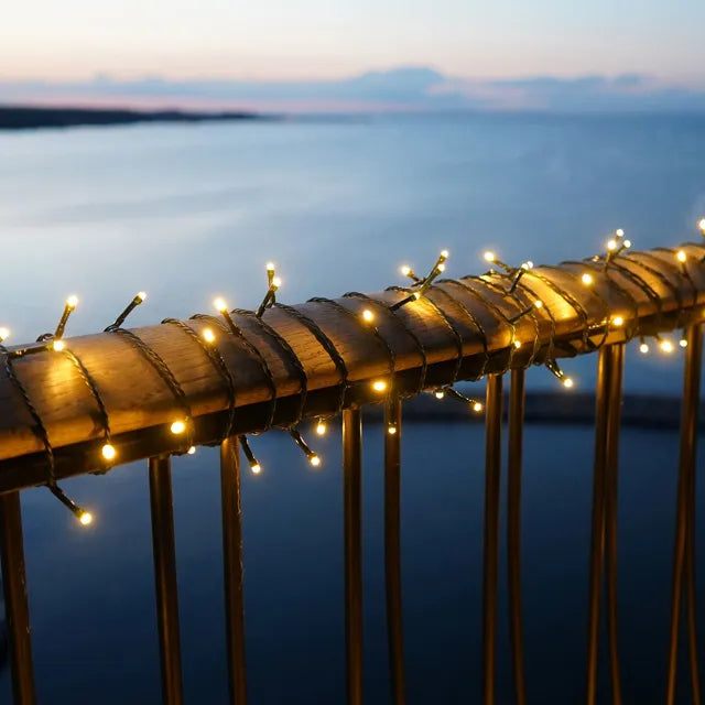 Easy-Line Connect Supplementsæt 100 LED 10m hængt op udenfor for dens behagelige belysning