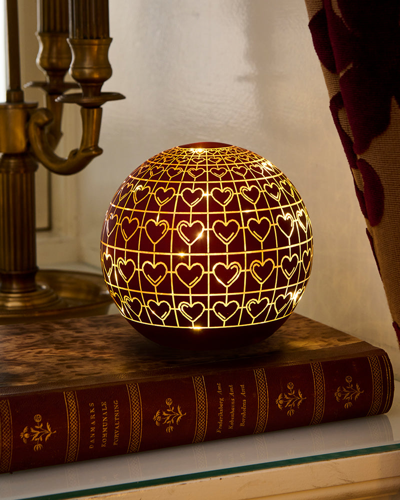 Frida Glaskugle Bordeaux Ø15 cm 15LED