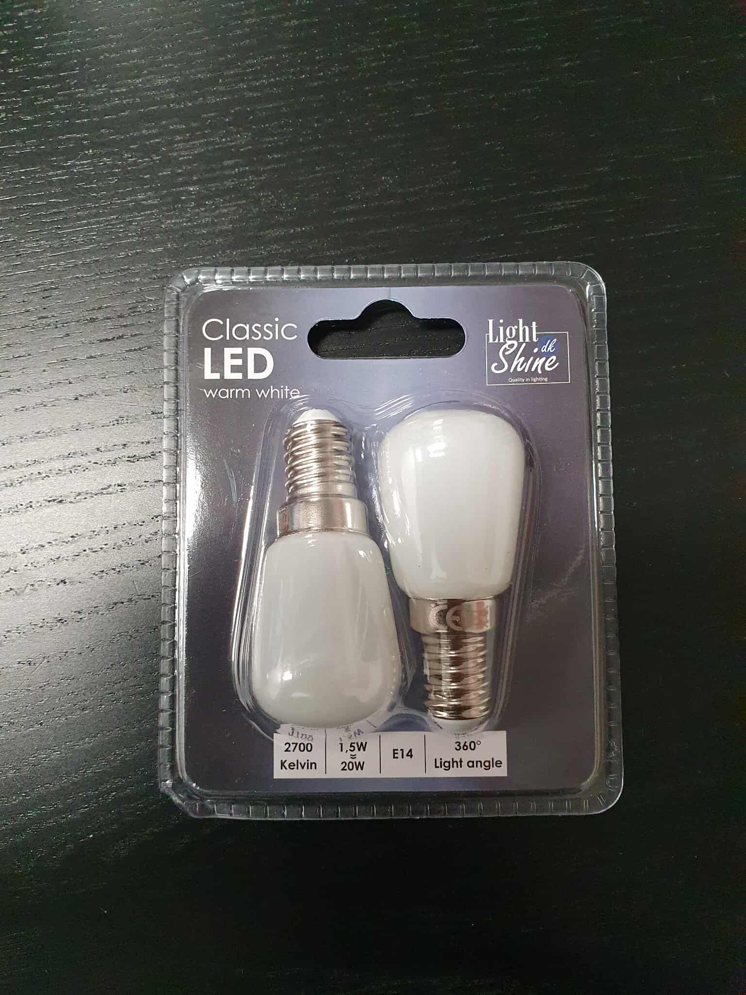 Lightshine LED E14 1.5W 120lm 2-pak i pakke