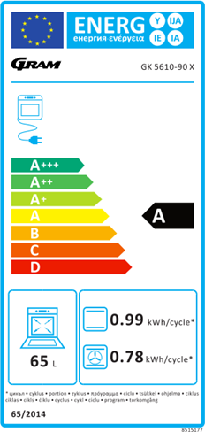 Gram GK5610-90x Gaskomfur med varmluftovn i rustfri stål