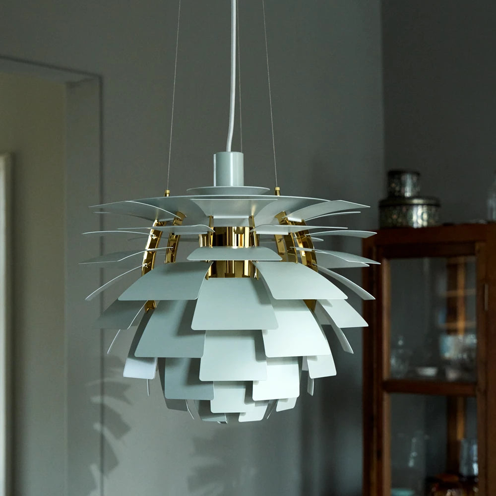 PH Artichoke Ø 600 Pendel Dusty Green/Metallised Brass slukket i stuen