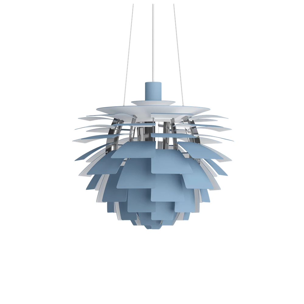 PH Artichoke Ø 480 Pendel Dusty Blue/High Lustre Chrome slukket tilstand