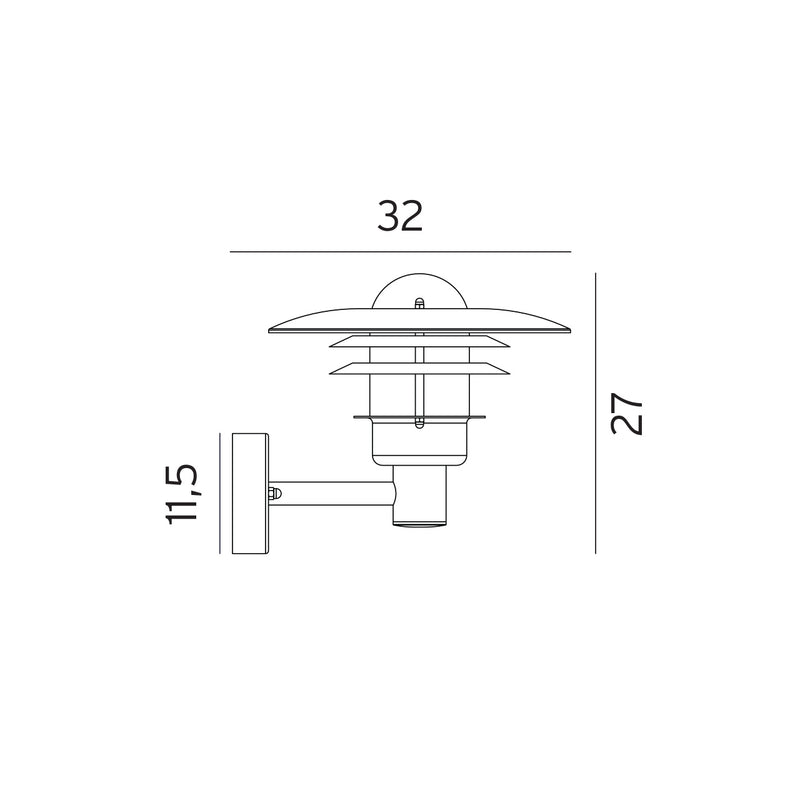 Norlys Larvik sort, E27 IP55 57W - Udendørslampe
