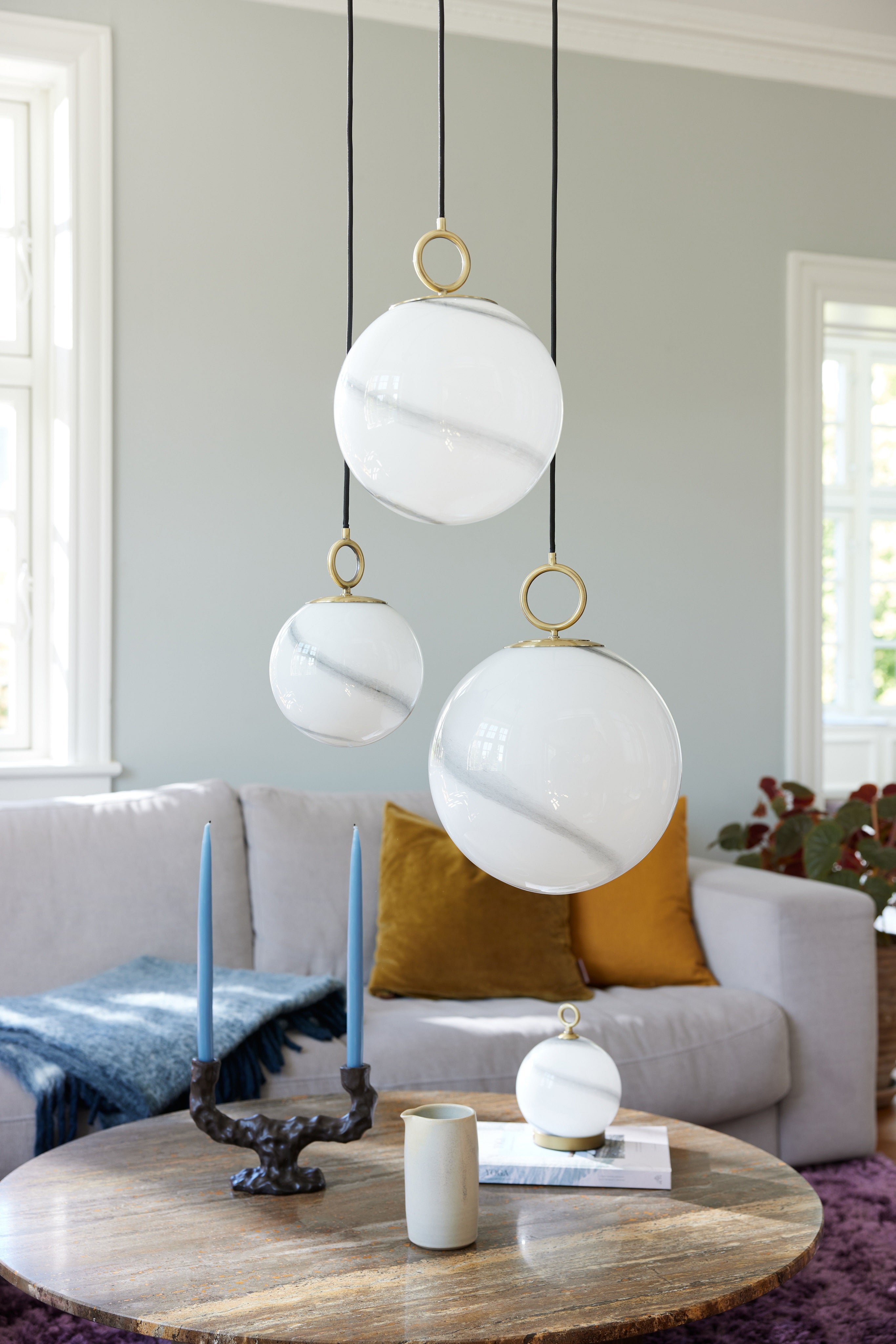 Stockholm Pendel Ø25 Marble Grey