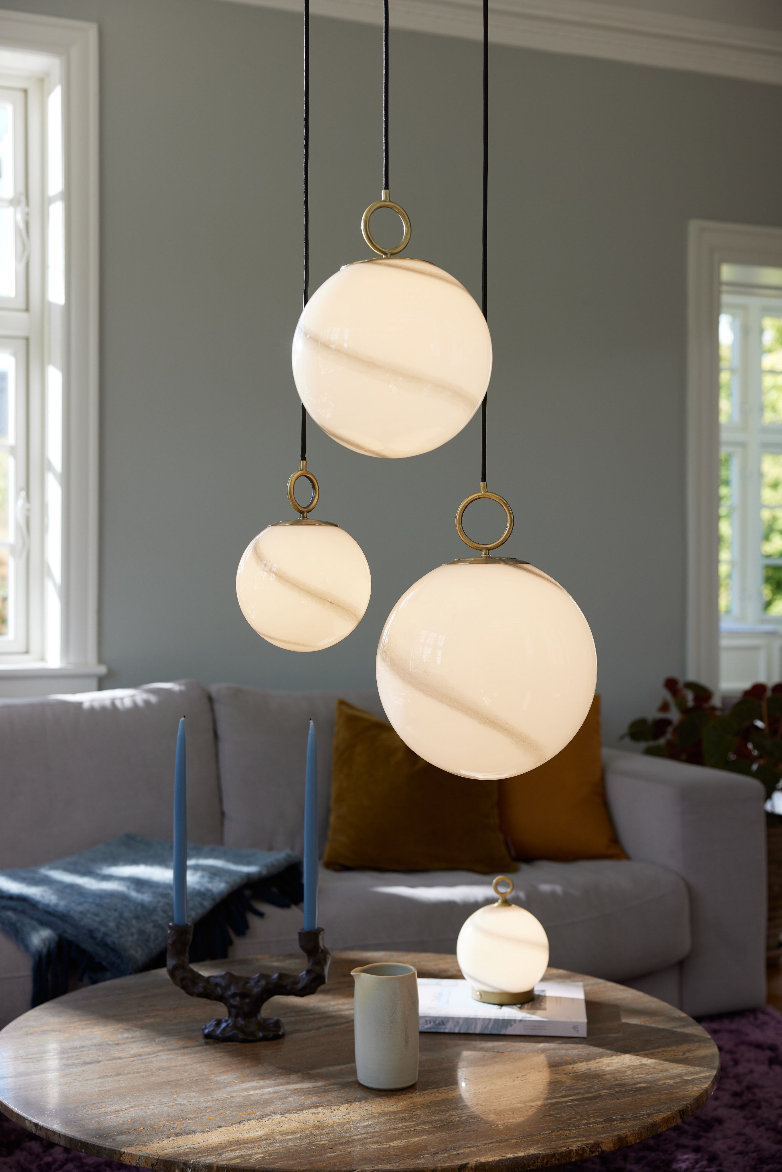 Stockholm Pendel Ø30 Marble Grey