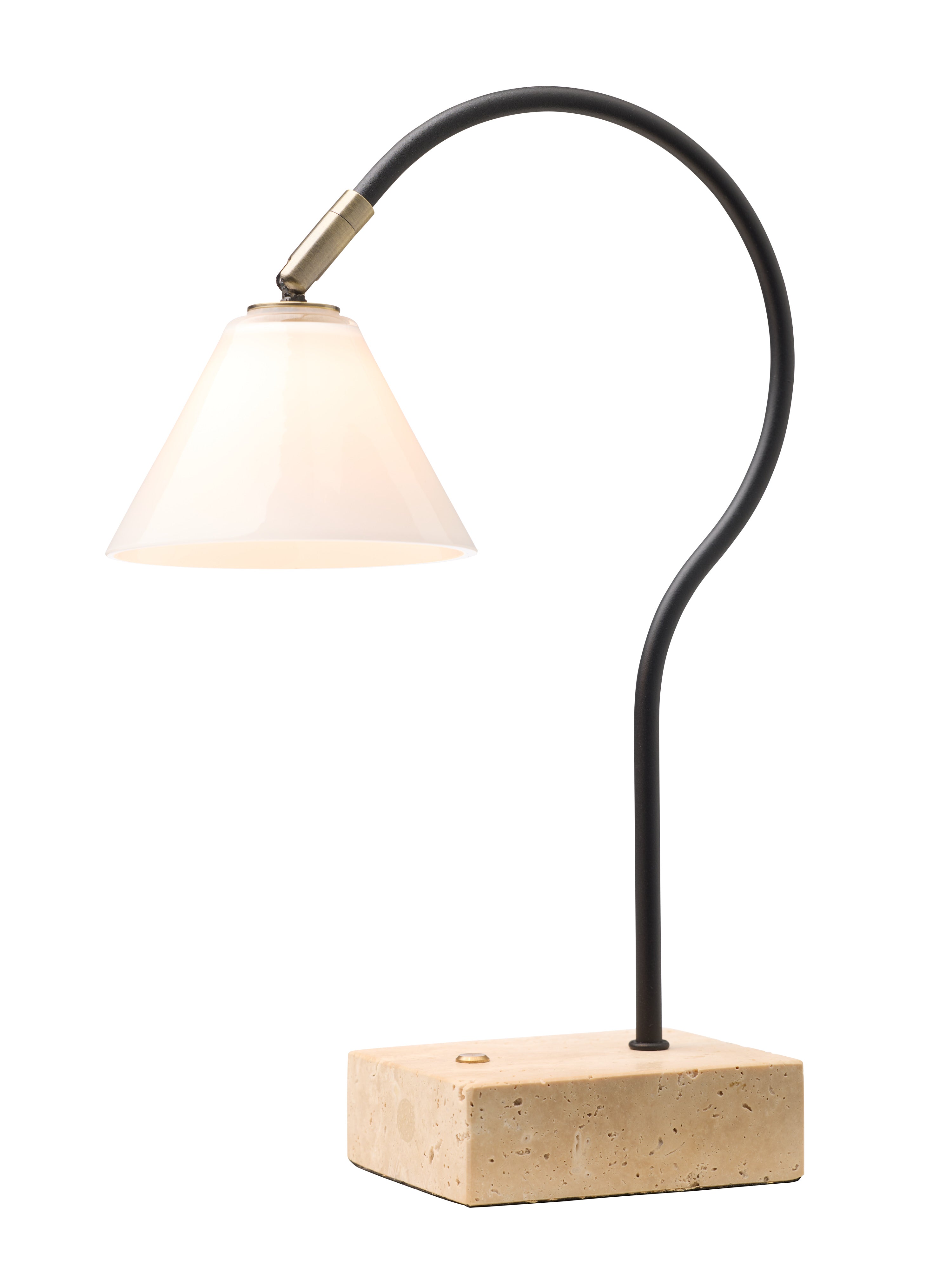 Halo Designs Question Portable Table Lamp Black Antique Brass Opal Glass