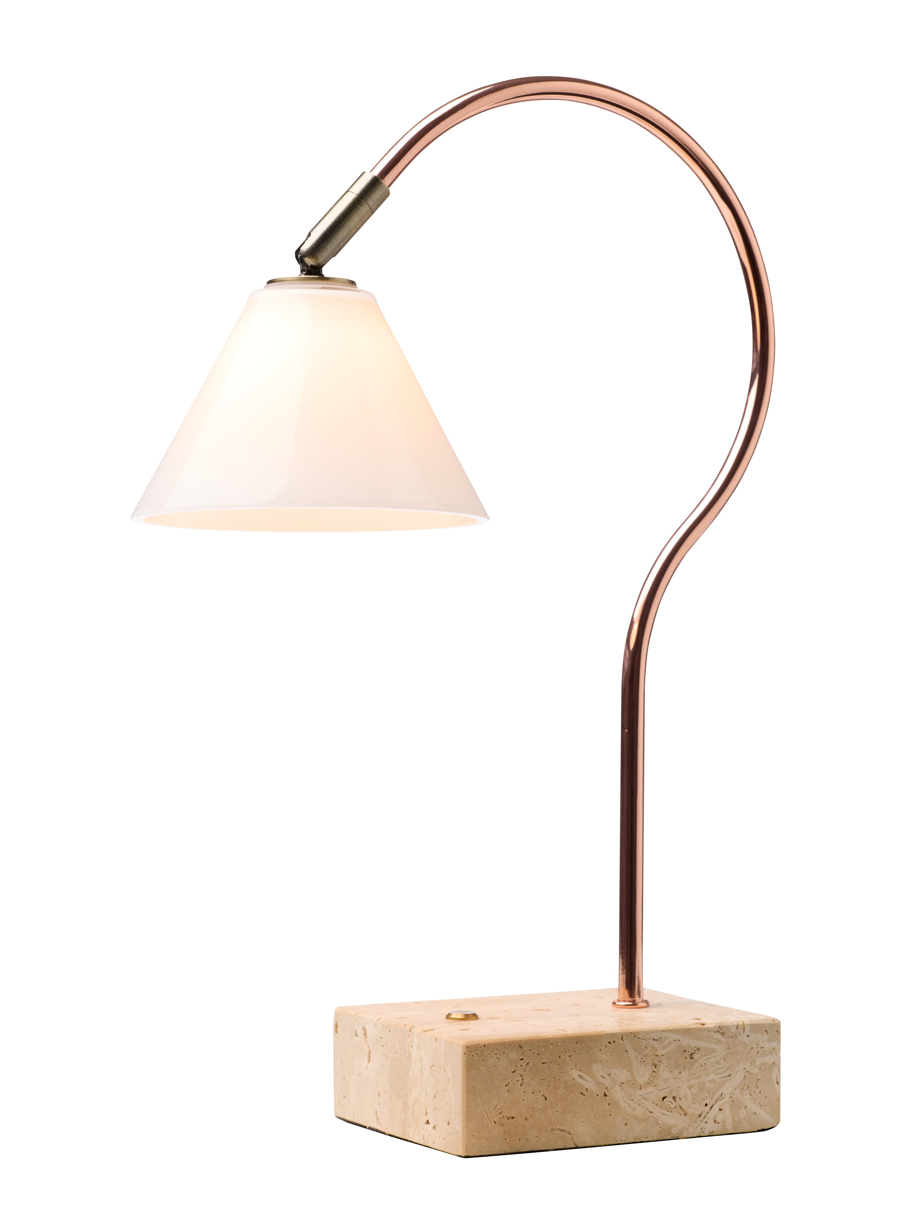 Halo Designs Question Portable Table Lamp Copper Antique Brass Opal Glass