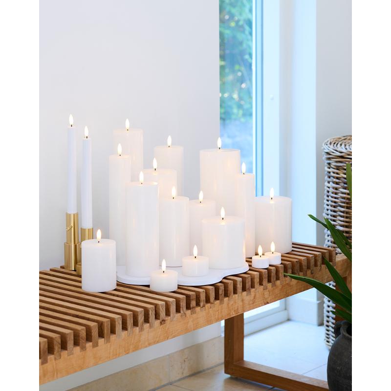 Sirius Sille Genopladelig Hvid, LED Ø10 20CM - Bloklys