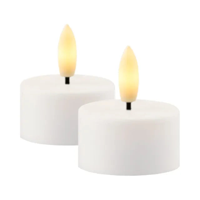 Sille genopladelige fyrfadslys 2-pak Ø4 x 2,2 cm – hvid
